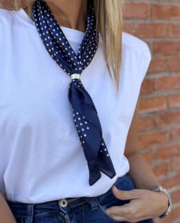 Pañuelo topos azul marino