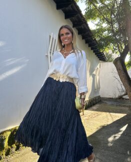 Falda plisada azul marino limited edition