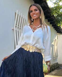 Blusa satén creta